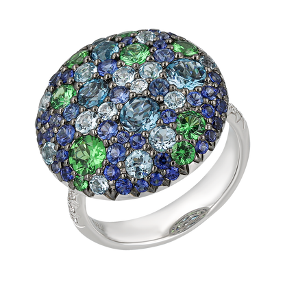 Blue Topaz & Tsavorite Ring