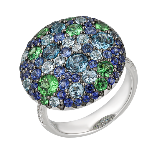 Blue Topaz & Tsavorite Ring