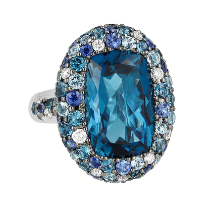 Blue Topaz & Sapphire Ring