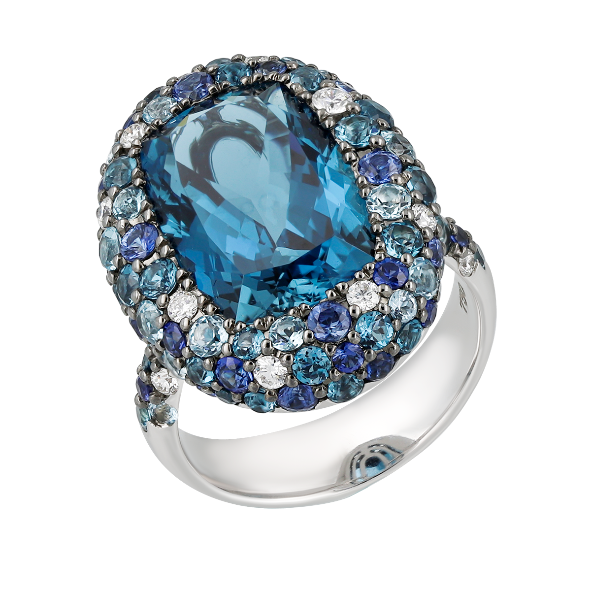 Blue Topaz & Sapphire Ring