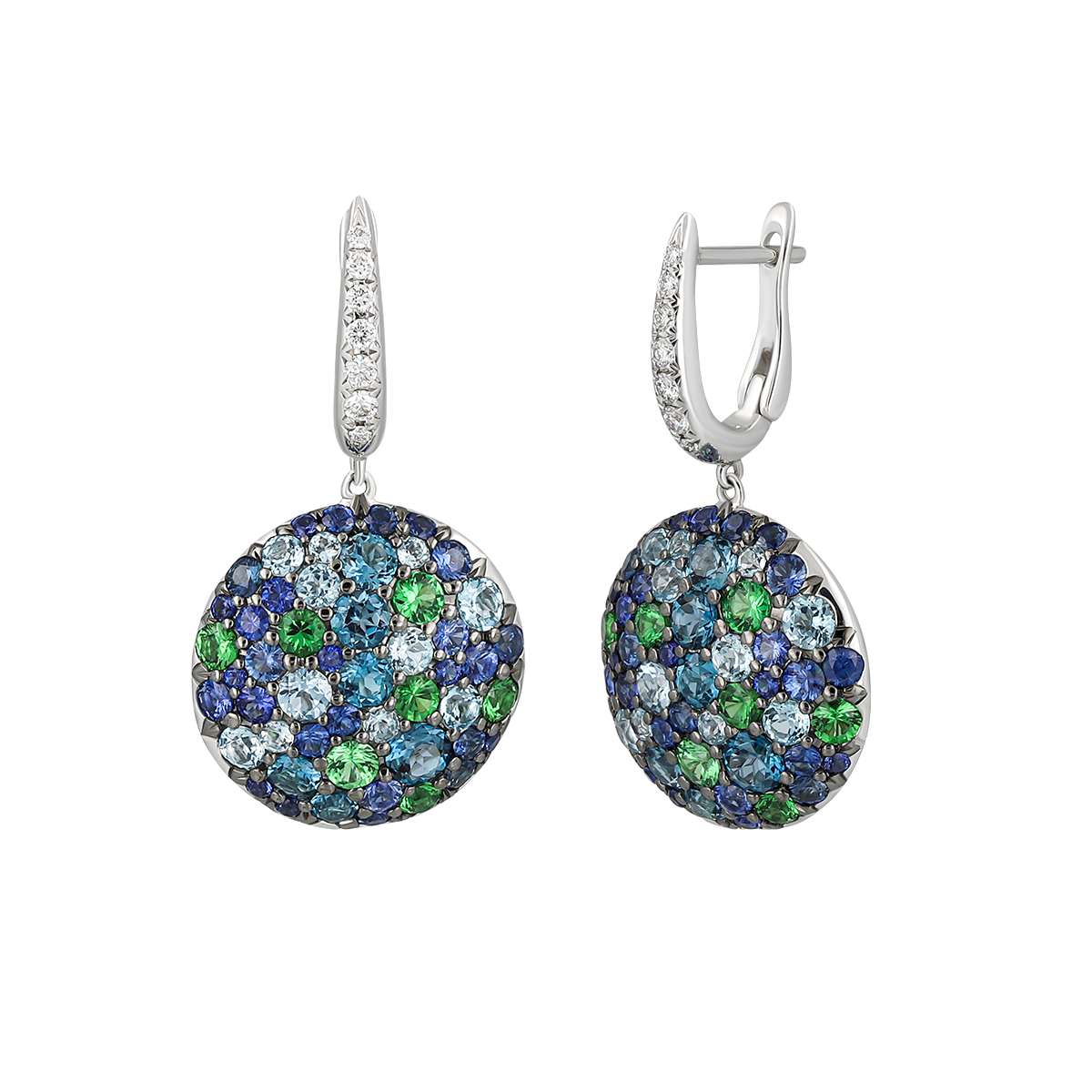 Blue Topaz & Tsavorite Earrings