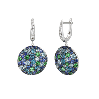 Blue Topaz & Tsavorite Earrings