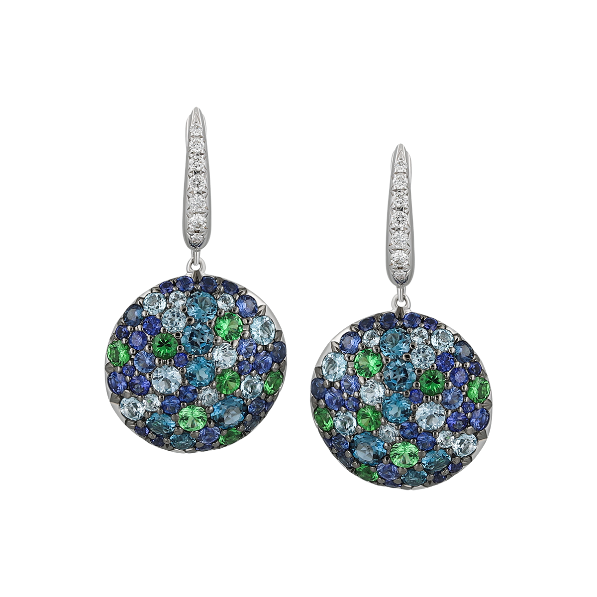 Blue Topaz & Tsavorite Earrings