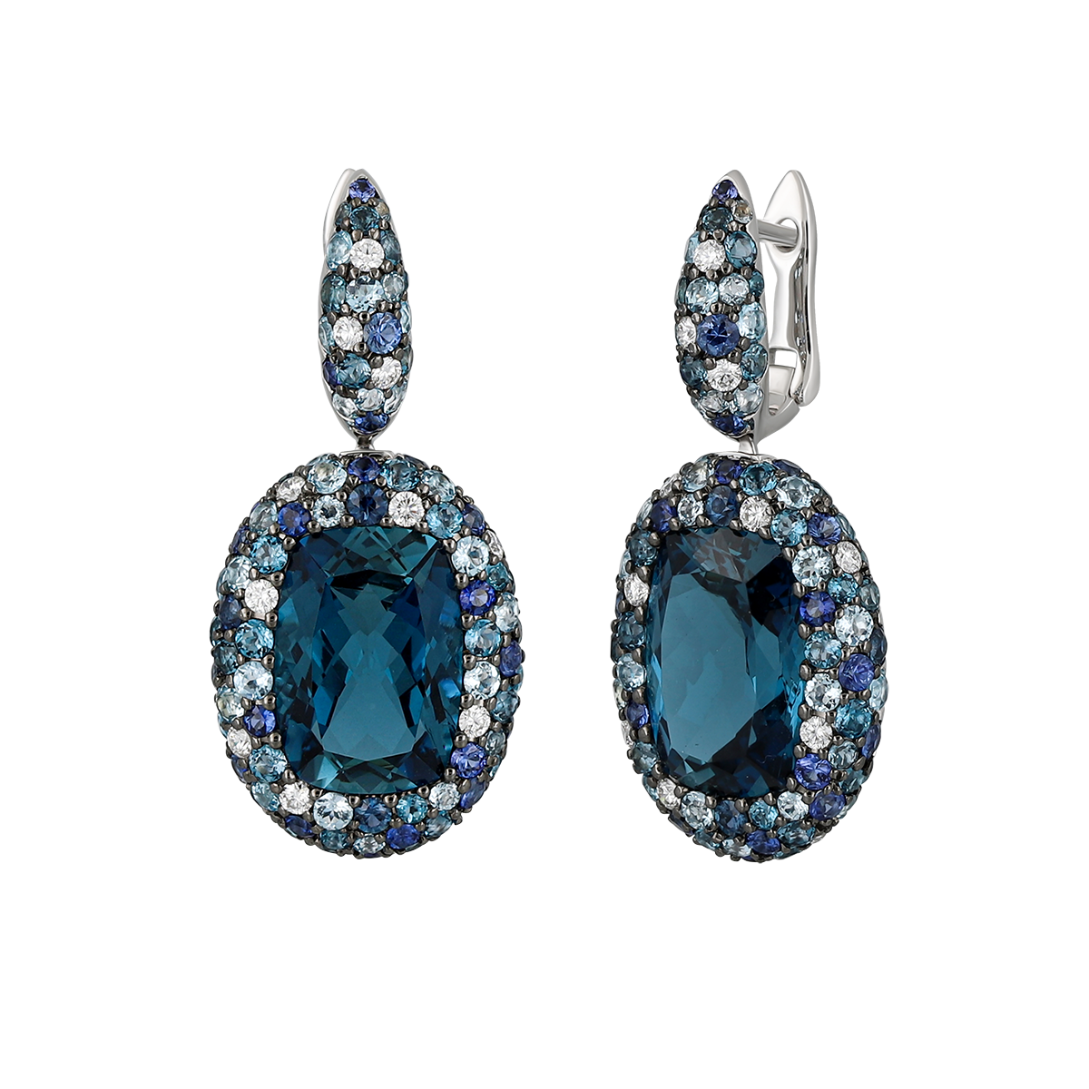 Blue Topaz & Sapphire Earrings