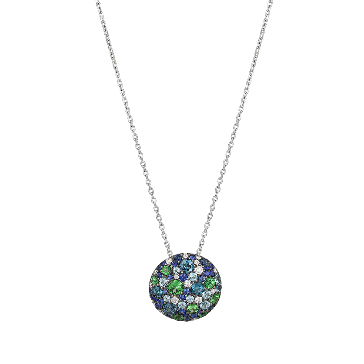 Blue Topaz & Tsavorite Pendant