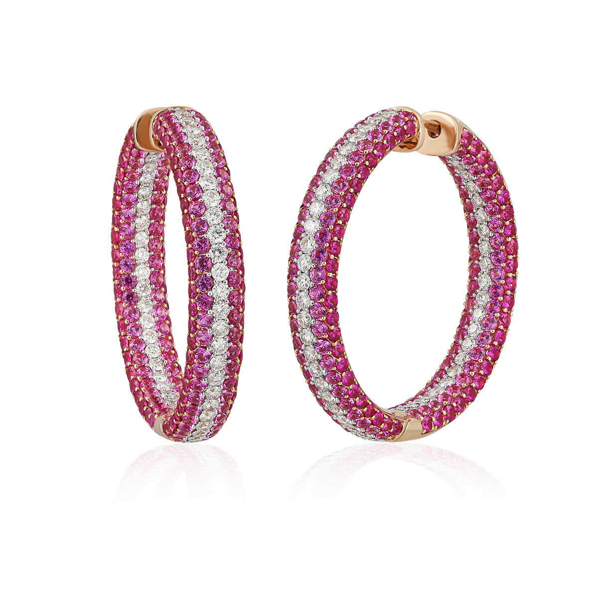 Pink Sapphire Hoops