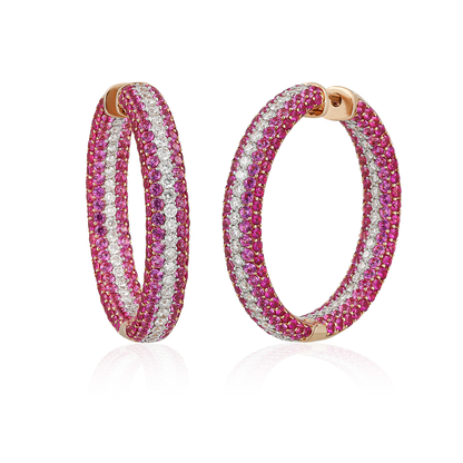 Pink Sapphire Hoops
