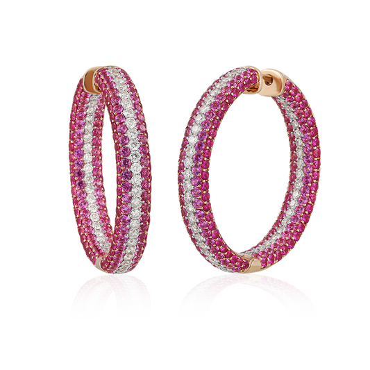Pink Sapphire Hoops