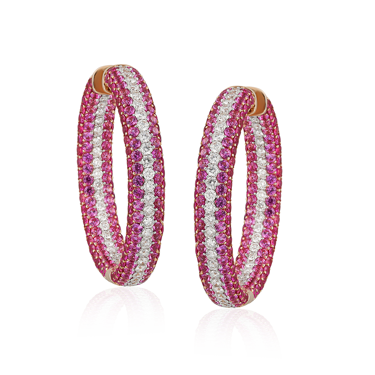 Pink Sapphire Hoops