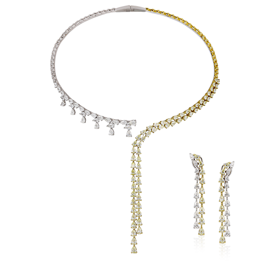 Yellow White Diamond Choker