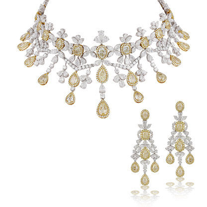 White & Yellow Diamond Princess Choker