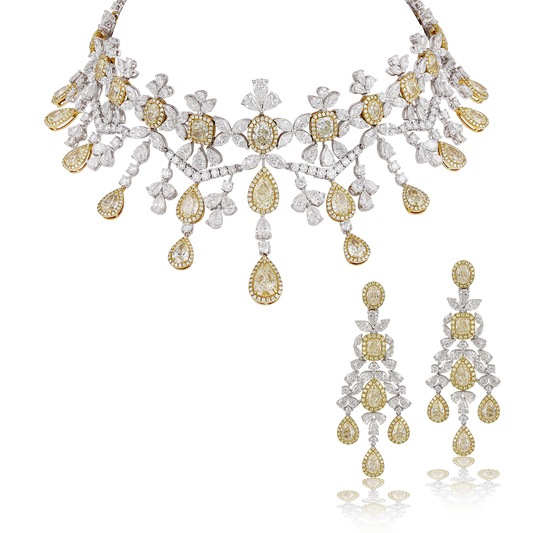 White & Yellow Diamond Princess Choker