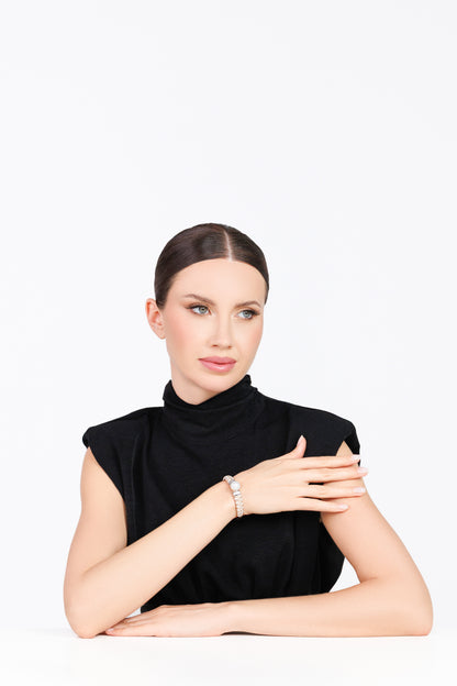 White Onyx Pearl Bangle