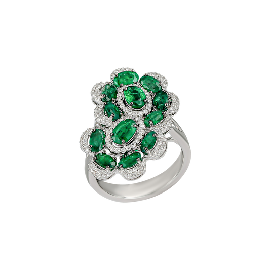 Floral Diamond & Emerald Ring