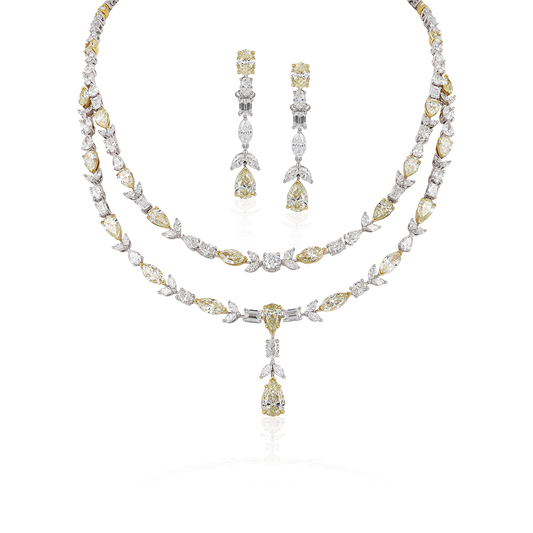 Two Line White & Yellow Diamond Set