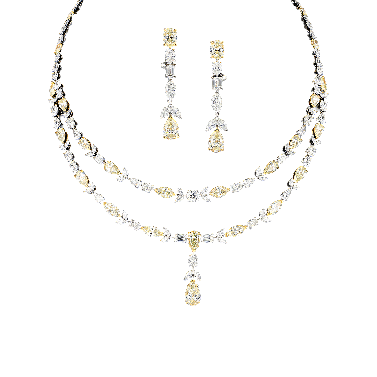 Two Line White & Yellow Diamond Set