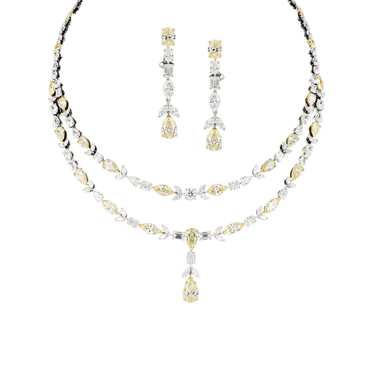 Two Line White & Yellow Diamond Set