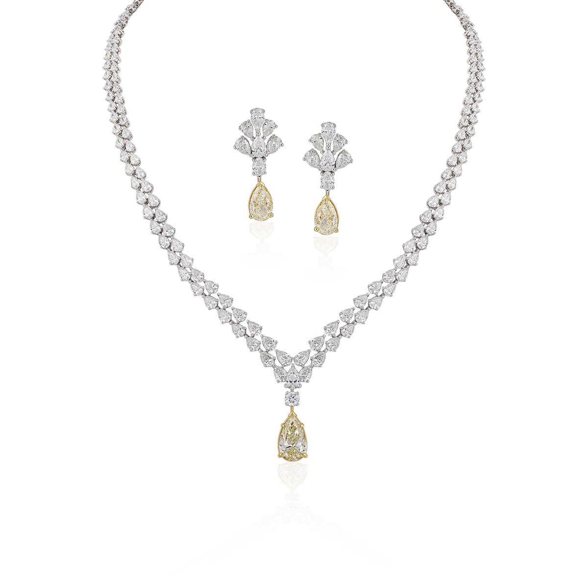 Yellow White Diamond Set