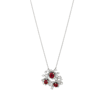 Diamond & Ruby Floral Pendant