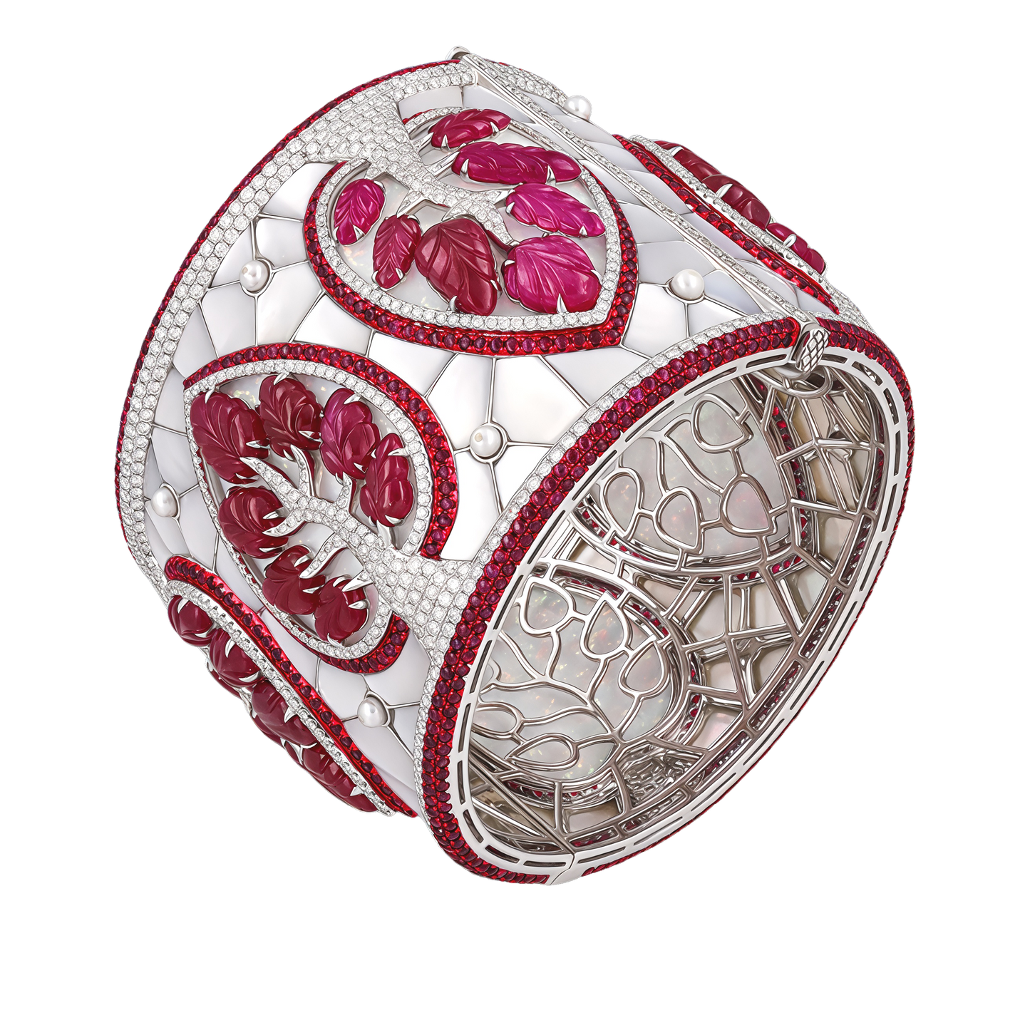 Pearl & Burmese Ruby Bangle