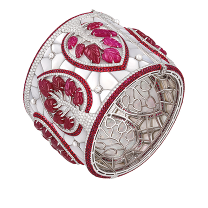 Pearl & Burmese Ruby Bangle