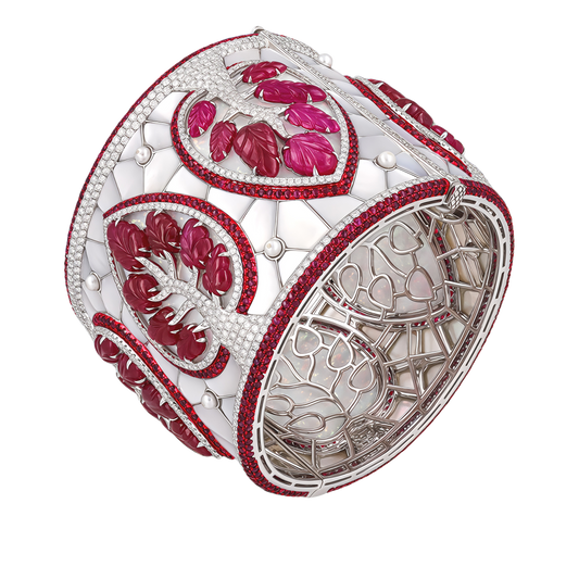 Pearl & Burmese Ruby Bangle