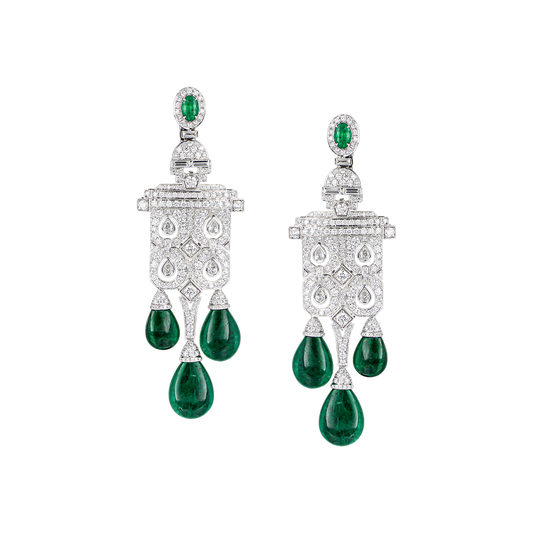 Art Deco Inspired Diamond & Emerald Earrings