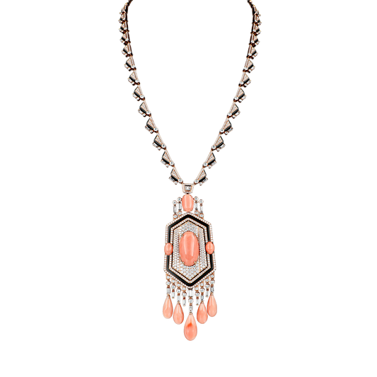Diamond & Pink Coral Long Chain