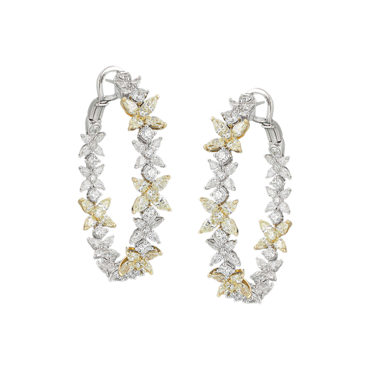 White & Yellow Diamond Hoops