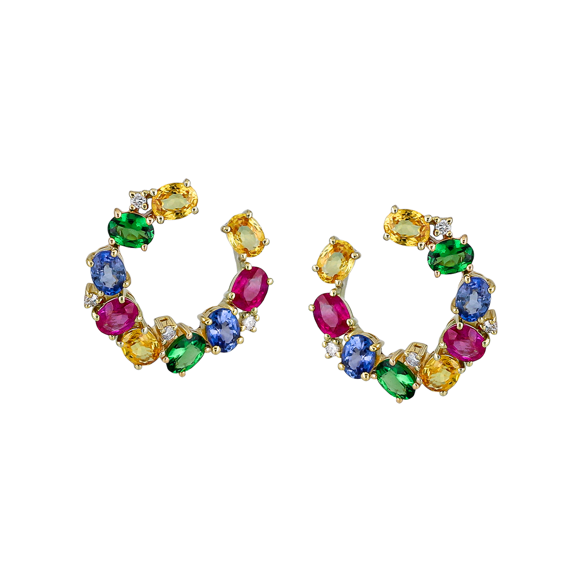 C-Shaped Colored Stone Earrings