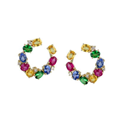 C-Shaped Colored Stone Earrings