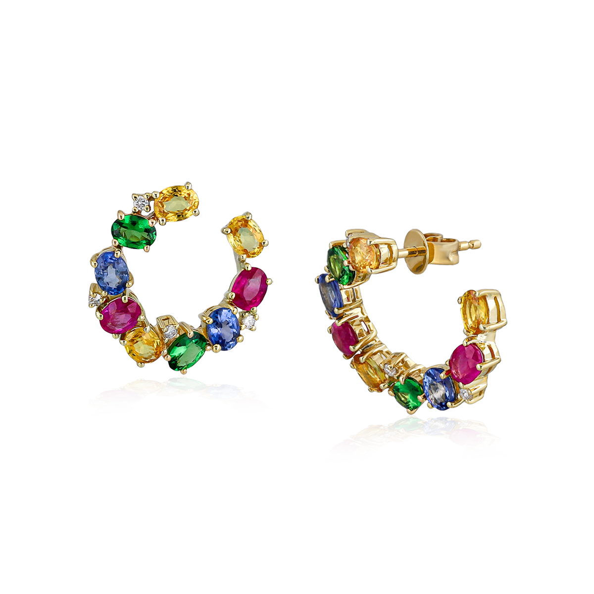 C-Shaped Colored Stone Earrings