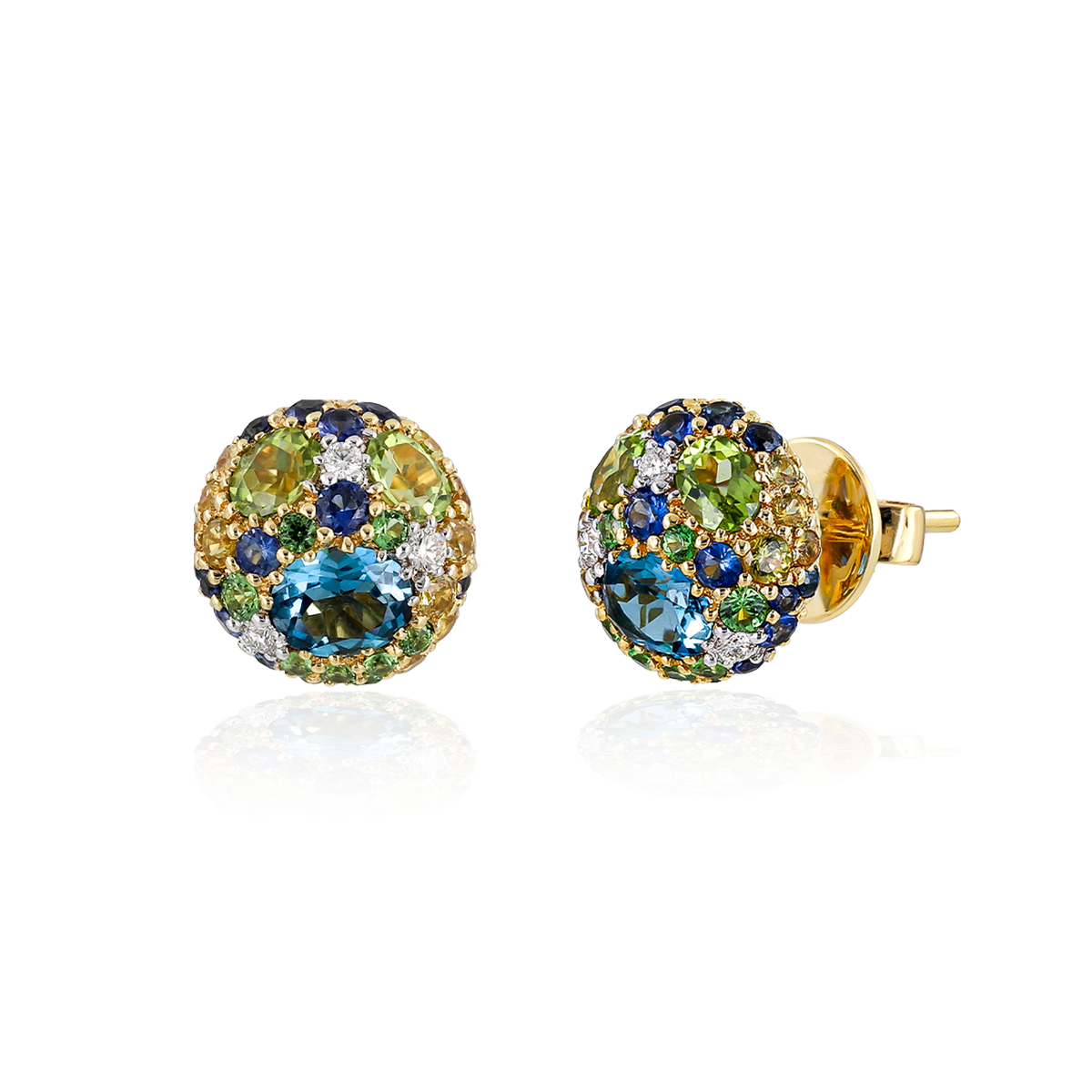 Colored Stone Stud Earrings