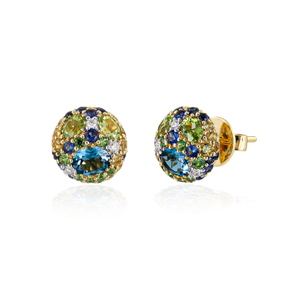 Colored Stone Stud Earrings