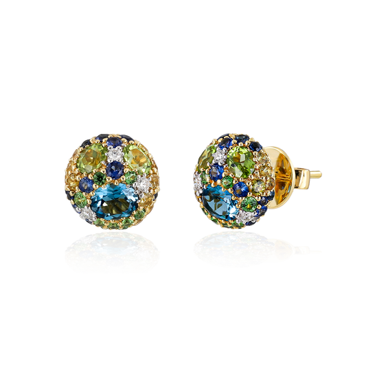 Colored Stone Stud Earrings