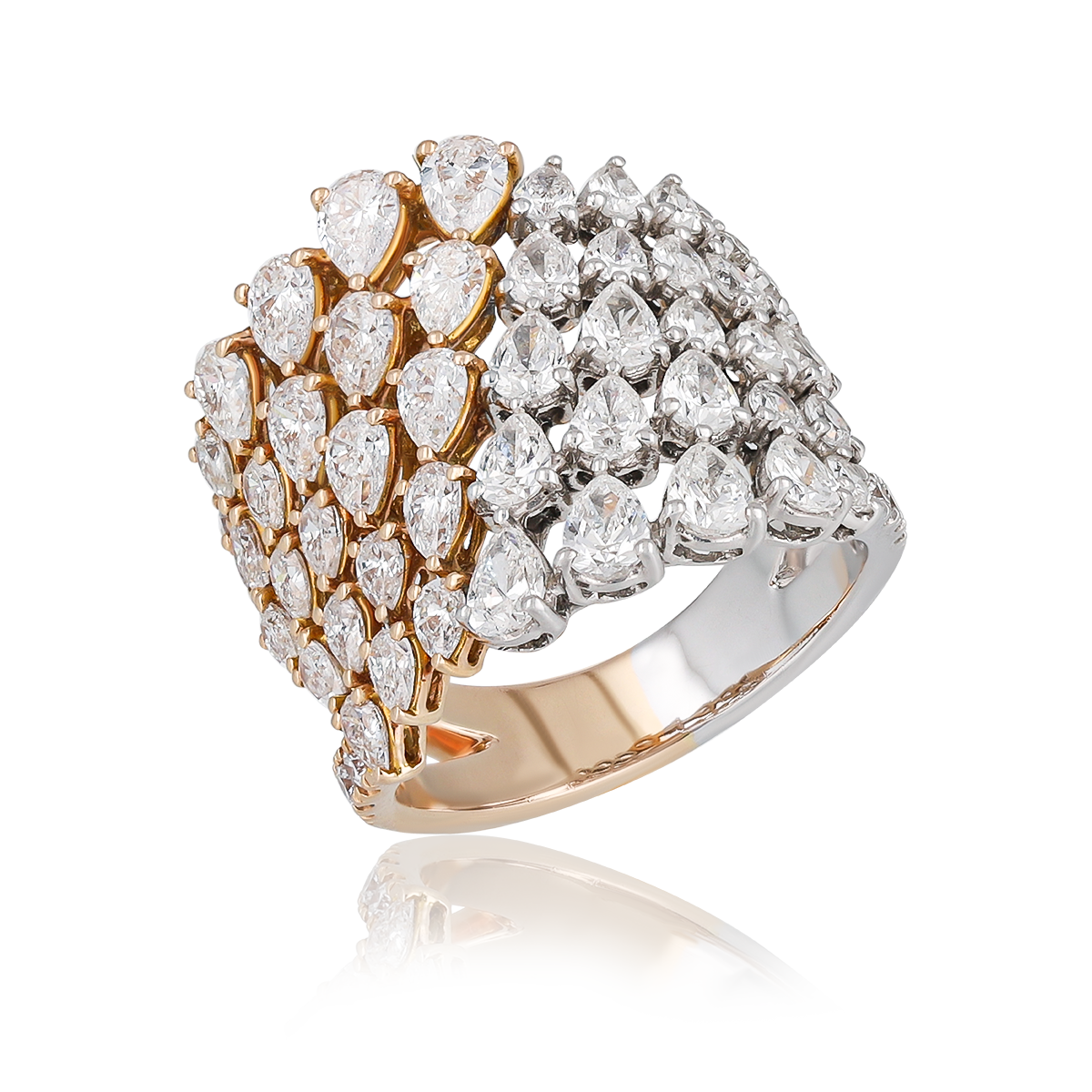 White & Yellow Cocktail Diamond Ring