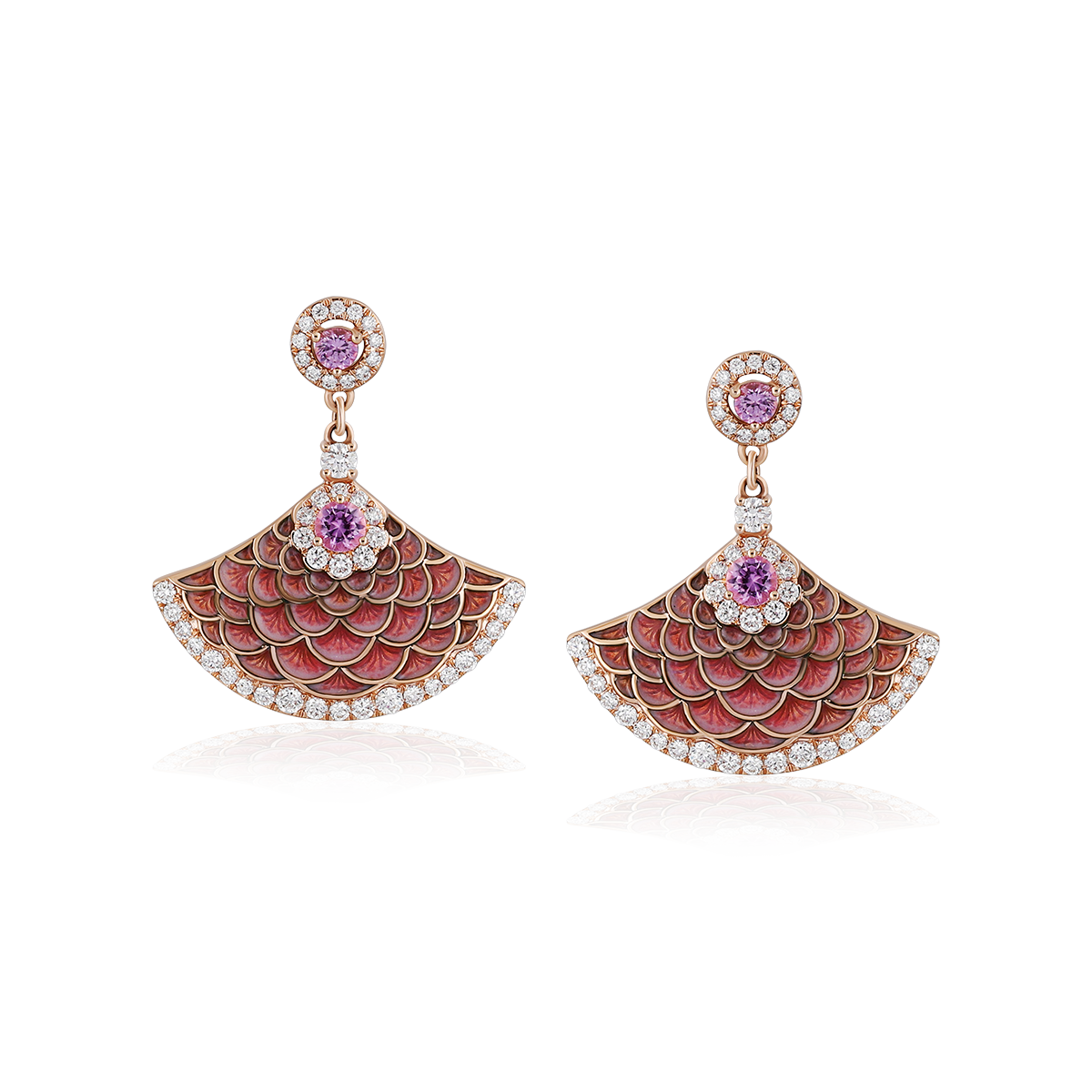 Diamond & Pink Sapphire Earrings