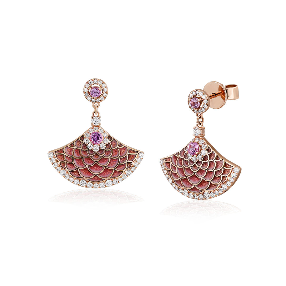 Diamond & Pink Sapphire Earrings