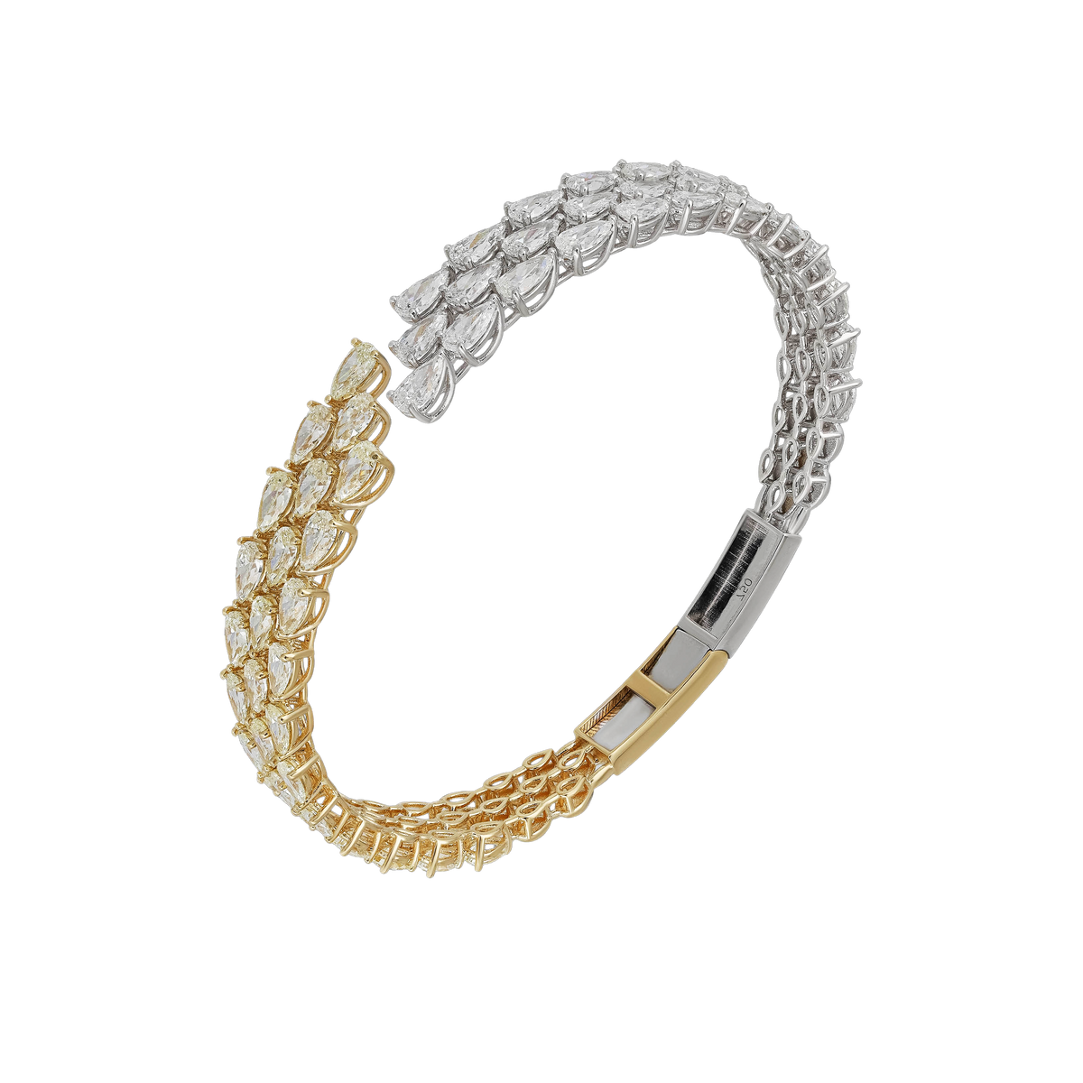 White & Yellow Pear Diamond Bangle