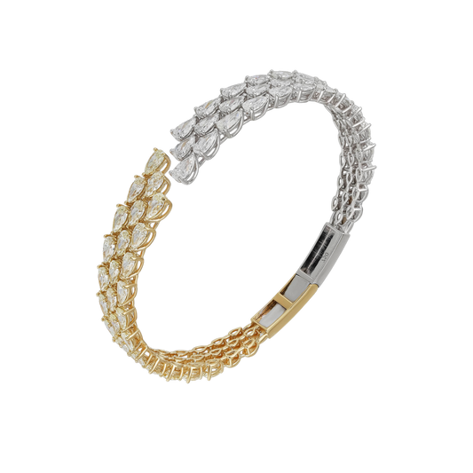 White & Yellow Pear Diamond Bangle
