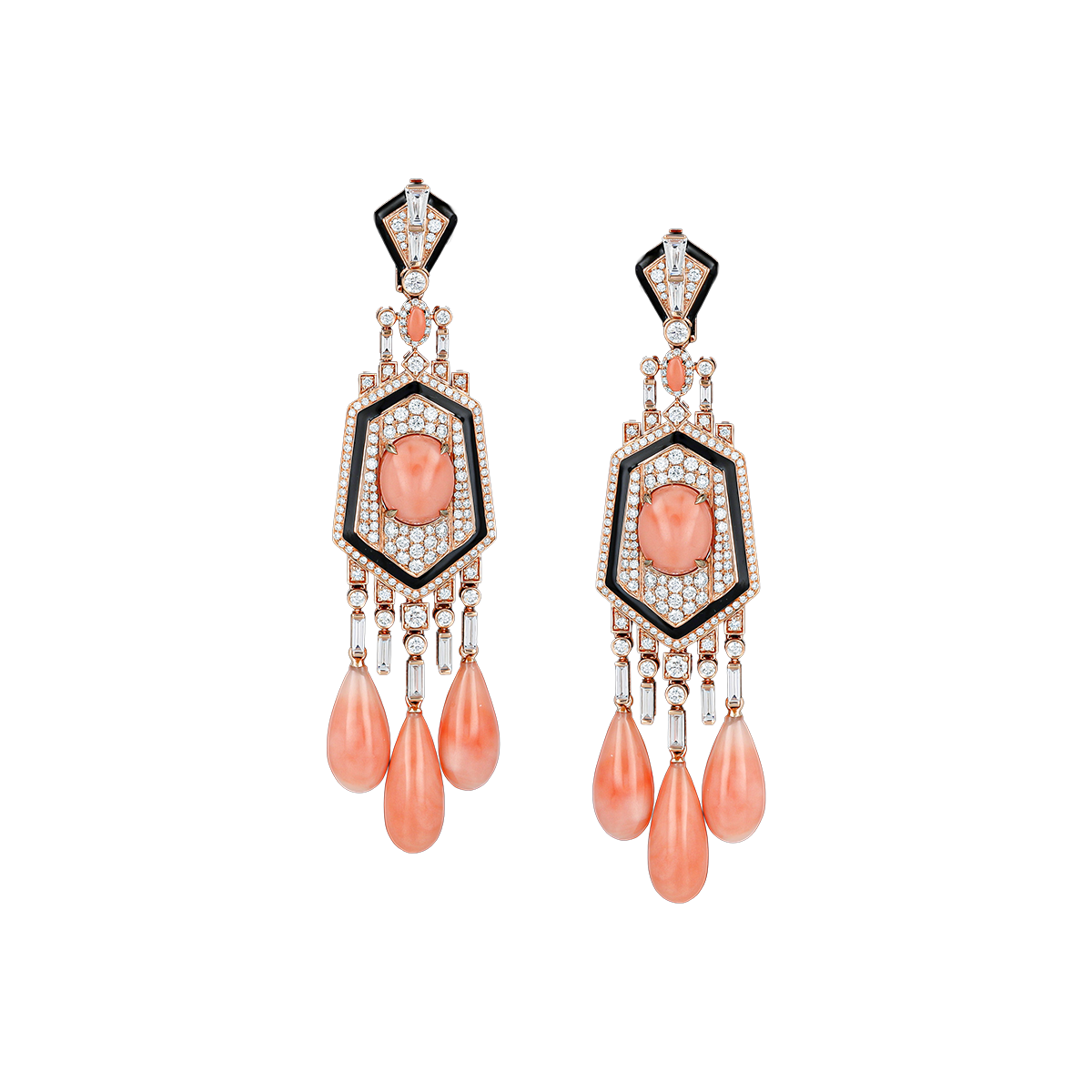 Diamond & Pink Coral Earrings