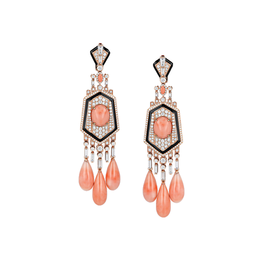 Diamond & Pink Coral Earrings