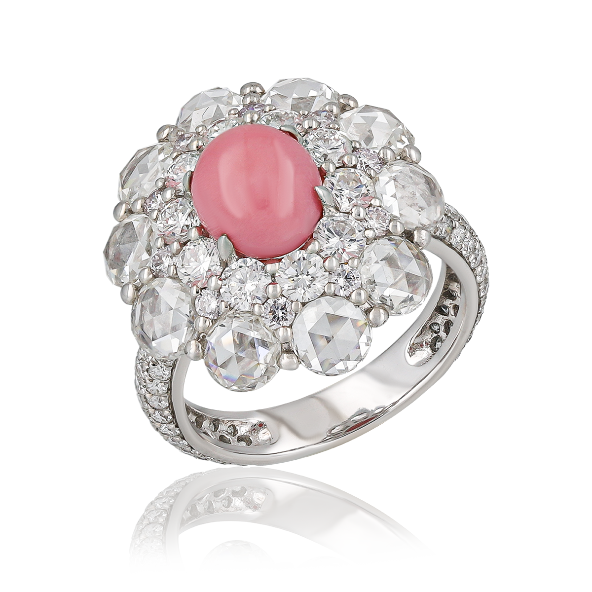 Diamond & Pink Coral Ring