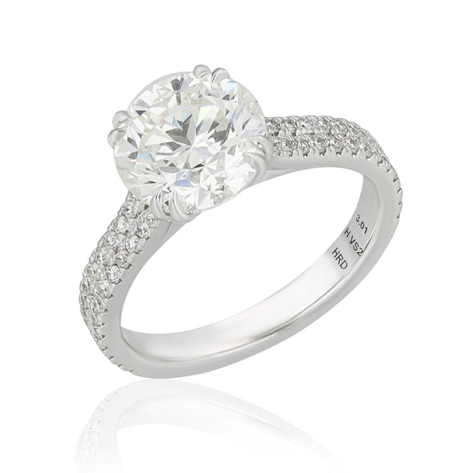 Round Brilliant Diamond Solitaire Ring — HRD Certified