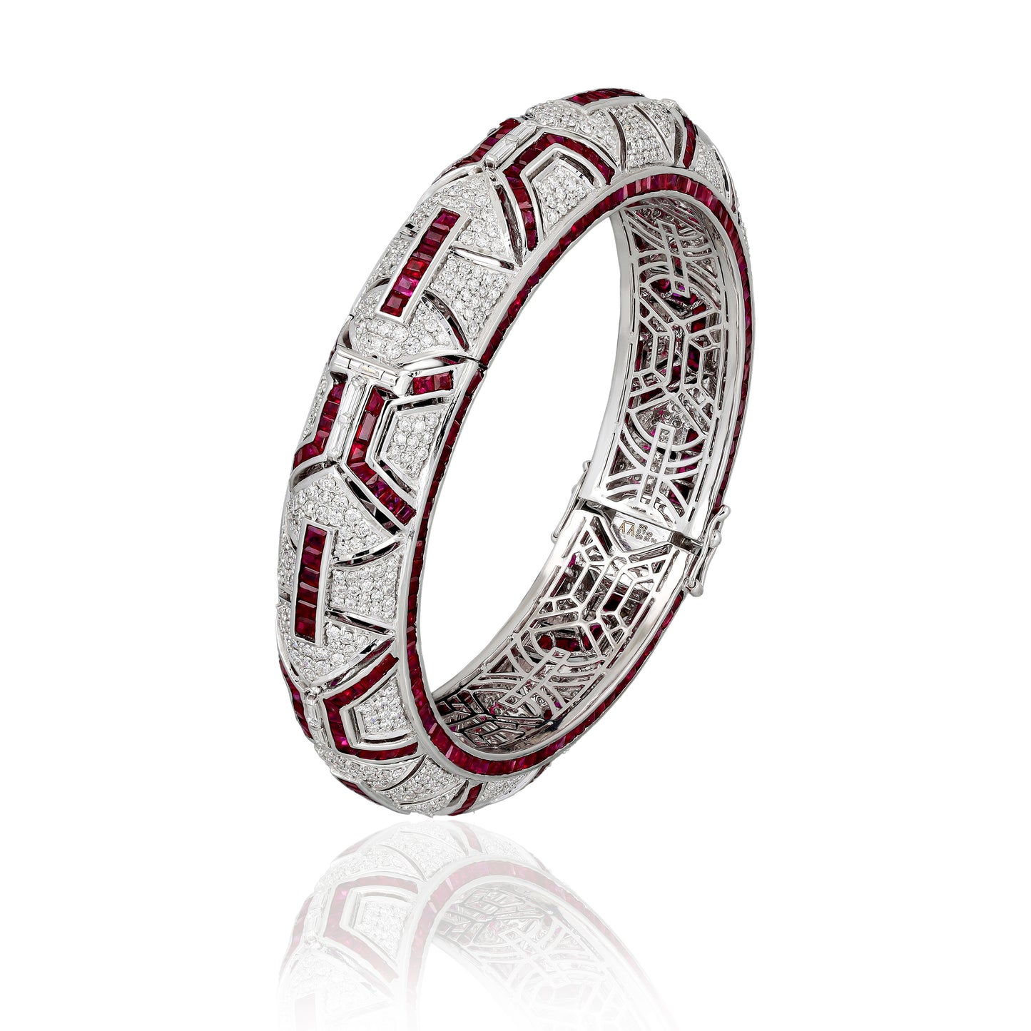 Ruby & Diamond Bangle — Black Diamond Detail