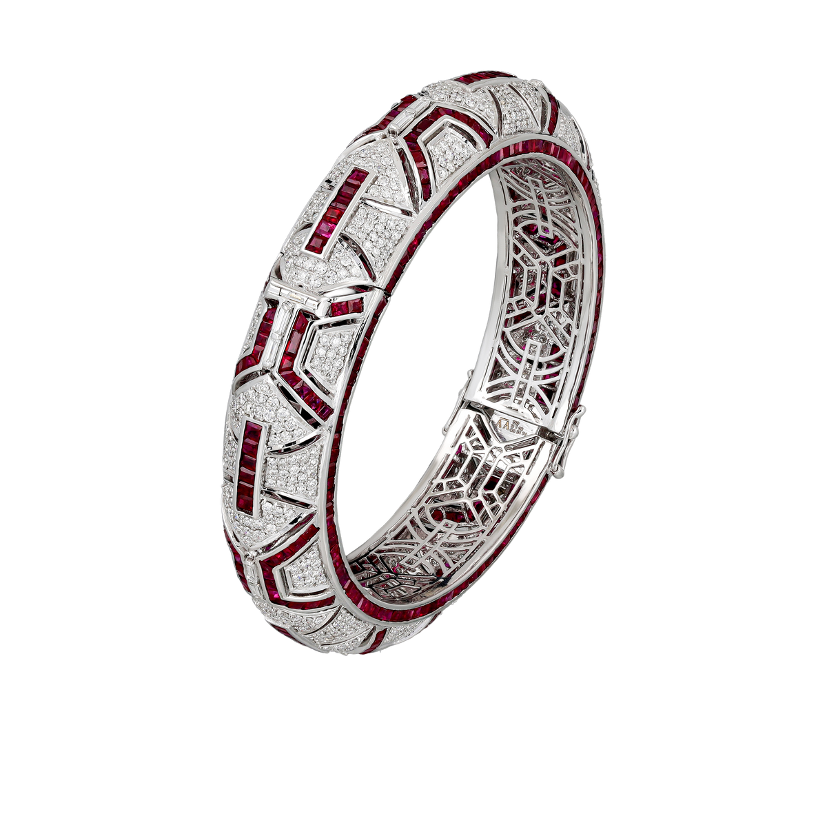 Ruby & Diamond Bangle — Black Diamond Detail