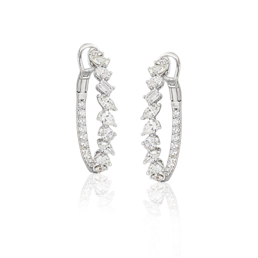 Multi-Cut Diamond Hoop Earrings