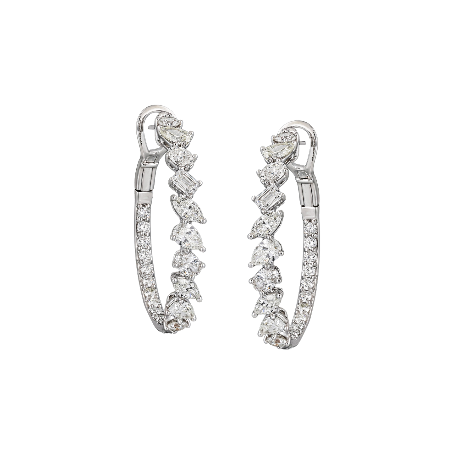 Multi-Cut Diamond Hoop Earrings