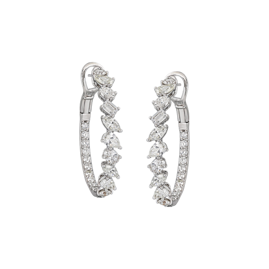 Multi-Cut Diamond Hoop Earrings