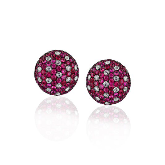 Ruby & Diamond Cluster Earrings